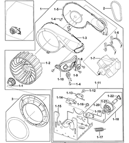 Motor Assy Diagram and Parts List for DV328AGR XAA-0000 Samsung Dryer
