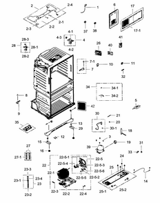 Cabinet Diagram and Parts List for RF25HMEDBWW AA-0003 Samsung Refrigerator