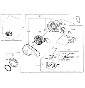 Motor Duct Diagram and Parts List for DV457GVGSGR AA-0000 Samsung Dryer