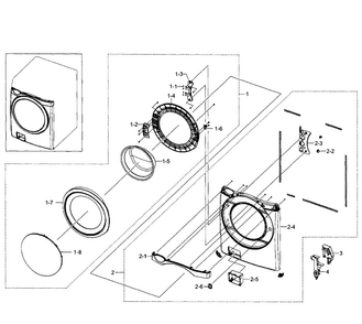 Front Section Diagram and Parts List for WF520ABW XAA-0007 Samsung Washer