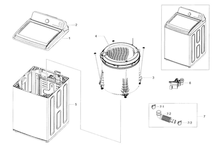 Part Location Diagram of DC90-17913A Samsung Outer tub