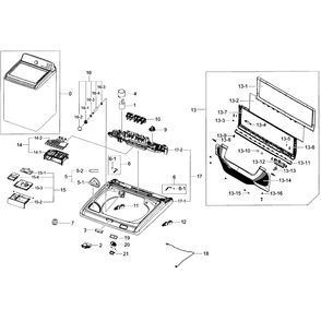 Top Section Diagram and Parts List for WA48J7770AP A2-01 Samsung Washer