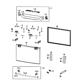 Freezer Door Diagram and Parts List for RF4289HARS XAA-0002 Samsung Refrigerator