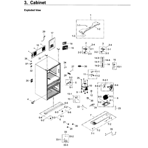 Cabinet Diagram and Parts List for RF30KMEDBSR AA-0001 Samsung Refrigerator