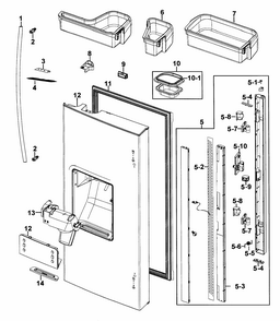 Part Location Diagram of DA97-05423G Samsung Assembly Cover - Dispenser Sub