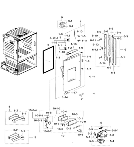 Left Door Diagram and Parts List for RF28HFEDTBC AA-08 Samsung Refrigerator
