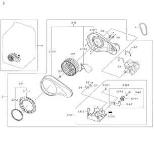 Motor Duct Diagram and Parts List for DV48H7400EW A2-0001 Samsung Dryer
