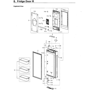 Fridge Door L Diagram and Parts List for RF28K9580SG AA-02 Samsung Refrigerator