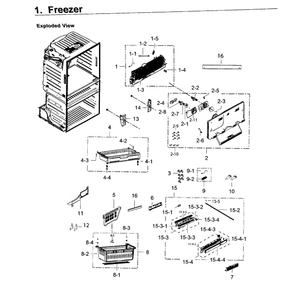 Freezer Diagram and Parts List for RF25HMEDBSG AA-0000 Samsung Refrigerator