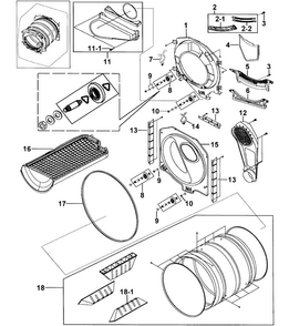 Drum Assy Diagram and Parts List for DV2C6BGW XAA-0000 Samsung Dryer