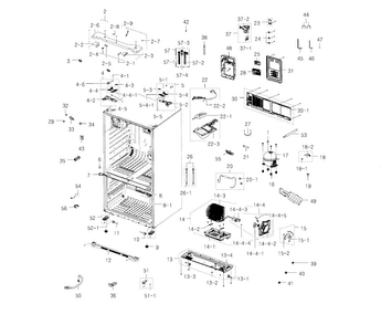 Cabinet Diagram and Parts List for RFG237AARS XAA-0002 Samsung Refrigerator