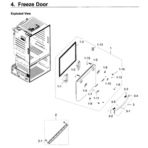 Freezer Door Diagram and Parts List for RF28HDEDPBC AA-05 Samsung Refrigerator