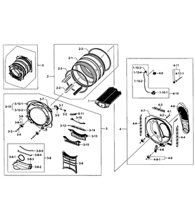 Drum Assy Diagram and Parts List for DV455EVGSWR AA-000F Samsung Dryer