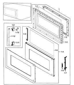 Door Assy Diagram and Parts List for SMH7185STG XAA Samsung Microwave