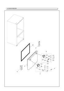 Freezer Door Parts Diagram and Parts List for RF263TEAESR AA-07 Samsung Refrigerator