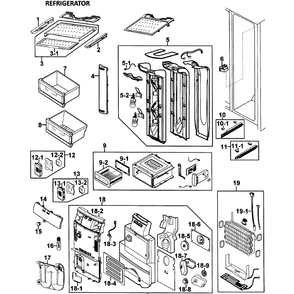 Rerigerator Diagram and Parts List for RH269LBSH XAA-0000 Samsung Refrigerator