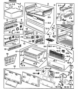 Part Location Diagram of DA97-04938C Samsung Evaporator Cover Assembly