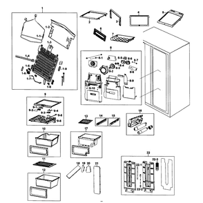Refrigerator Diagram and Parts List for RS267TDBP XAA-0000 Samsung Refrigerator