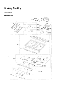 Cooktop Assembly Diagram and Parts List for NX60A6751SG AA-00 Samsung Range