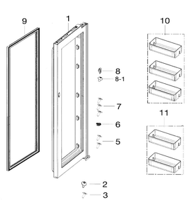 Right Door In Diagram and Parts List for RH25H5611SR AA-0000 Samsung Refrigerator