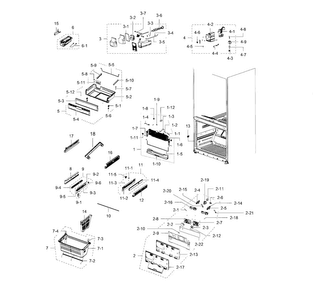Freezer Diagram and Parts List for RFG237AAWP XAA-0003 Samsung Refrigerator
