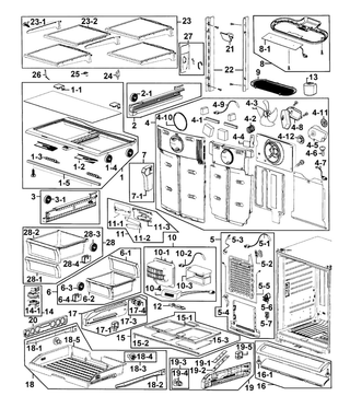 Refrigerator Diagram and Parts List for RF266AERS XAA-00 Samsung Refrigerator