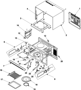 Body/cavity/elements Diagram and Parts List for MT1066SB XAA Samsung Microwave