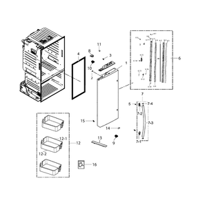 Fridge Door L Diagram and Parts List for RF221NCTASP AA-00 Samsung Refrigerator