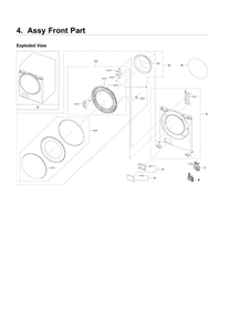 Front Part Assembly Diagram and Parts List for WF45T6200AW US-01 Samsung Washer