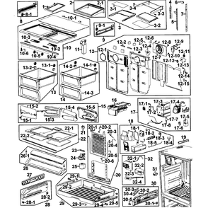 Refrigerator Diagram and Parts List for RF267AEWP XAA-0000 Samsung Refrigerator