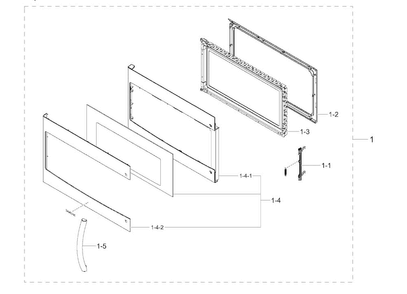 Door Assy Diagram and Parts List for MC17F808KDT AA-0000 Samsung Microwave