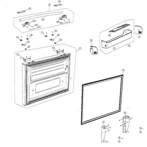 Freezer Door Diagram and Parts List for RF266ABRS XAA-00 Samsung Refrigerator