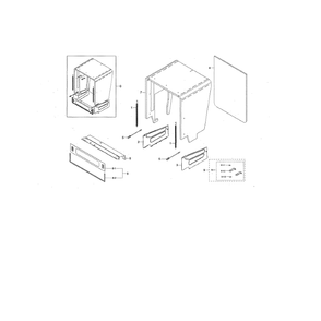 Case Assembly Diagram and Parts List for DW80K5050US AA-02 Samsung Dishwasher