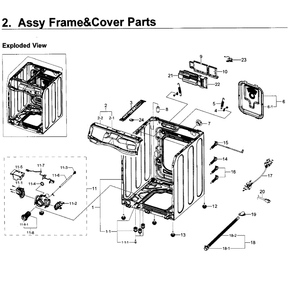 Frame And Cover Diagram and Parts List for WF50K7500AW A2-11 Samsung Washer