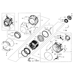 Tub And Drum Diagram and Parts List for WF36J4000AW A2-0000 Samsung Washer
