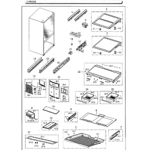 Fridge Diagram and Parts List for RF260BEAESG AA-01 Samsung Refrigerator