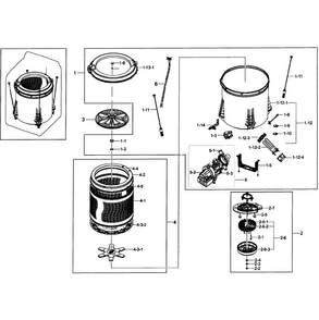 Tub Assy Diagram and Parts List for WA50F9A8DSW A2-0001 Samsung Washer