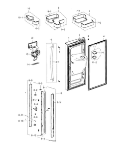 Fridge Door L Diagram and Parts List for RFG237AABP XAA-0002 Samsung Refrigerator