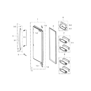 Refrigerator Door Diagram and Parts List for RS25H5121BC AA-0000 Samsung Refrigerator