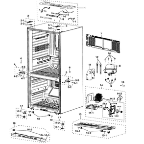 Cabinet Diagram and Parts List for RF197ABBP XAA-0000 Samsung Refrigerator
