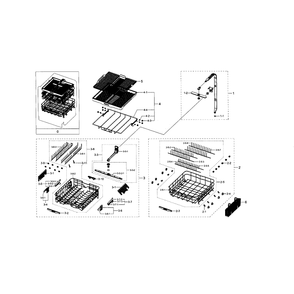 Basket And Duct Diagram and Parts List for DW80H9970MO AA-0000 Samsung Dishwasher