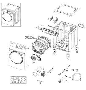 Main Assy Diagram and Parts List for DV448AGE XAA-0002 Samsung Dryer