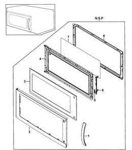 Door Assy Diagram and Parts List for SMH9151B XAA-0000 Samsung Microwave
