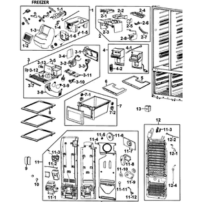 Freezer Diagram and Parts List for RM257ACRS XAA-00 Samsung Refrigerator