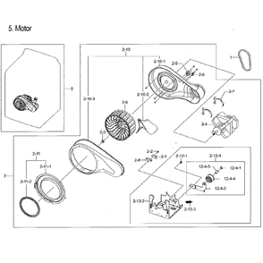 Motor Duct Diagram and Parts List for DVG52M7750W A3-0000 Samsung Dryer