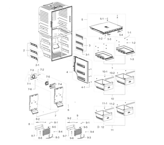 Freezer Diagram and Parts List for RF32FMQDBSR AA-0006 Samsung Refrigerator