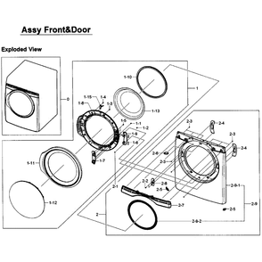Front Assembly Diagram and Parts List for DV405GTPAWR AA-01 Samsung Dryer