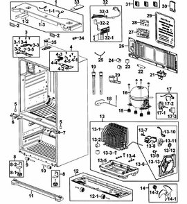 Cabinet Assy Diagram and Parts List for RF267ABRS XAA-0000 Samsung Refrigerator