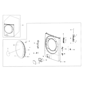 Frame Front And Door Diagram and Parts List for WF56H9110CW A2-0000 Samsung Washer