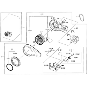Motor Duct Diagram and Parts List for DV50F9A8EVW A2-0001 Samsung Dryer